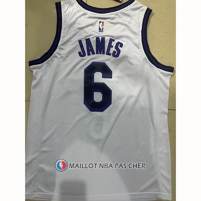 Maillot Los Angeles Lakers LeBron James NO 6 Ville 2022-23 Blanc